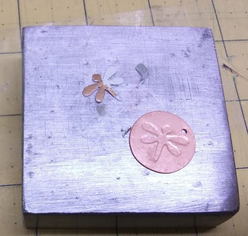 Judy Larson's Think Outside the Box - Alternative Metal Texturing - , Metalwork, Texturing, Rinse and dry the piece.